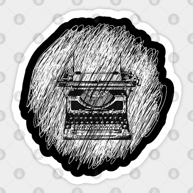 doodle vintage typewriter Sticker by big_owl